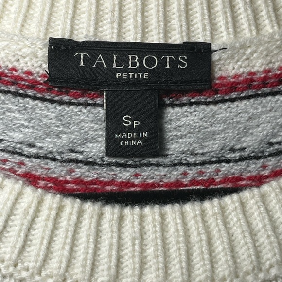 Talbots  Cream Women’s Knit Sweater Fair lsle Raglan Sleeve Sz Sp - Picture 7 of 9